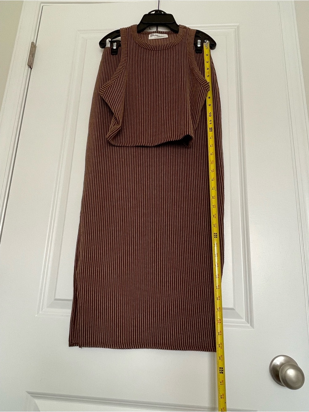 No Boundaries Ribbed Brown Midi Skirt Set - Picture 8 of 10